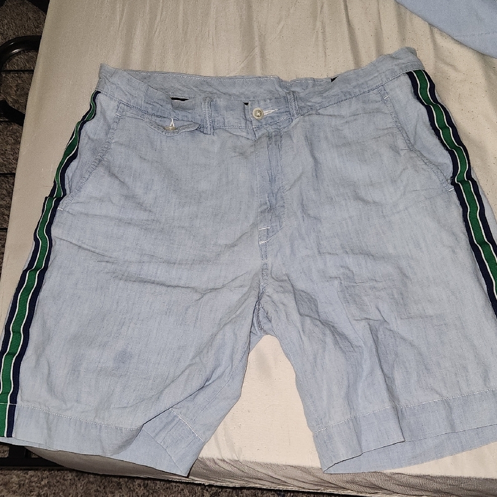 Light Blue Shorts with Striped Sides
